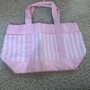PINK Victoria's Secret Light Pink Striped Tote